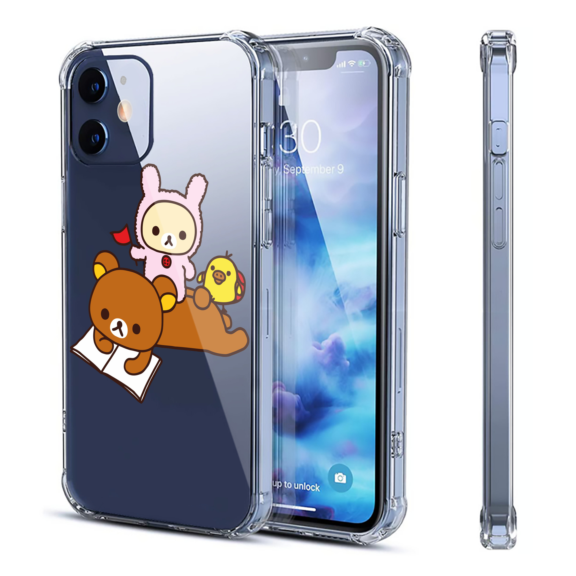 （画像用） リラックマ リラックマ キイロイトリ Rilakkuma Korilakkuma Kiiroitori 【iPhone 12シリーズ対応】透明スマホケース（クリアソフトケース）